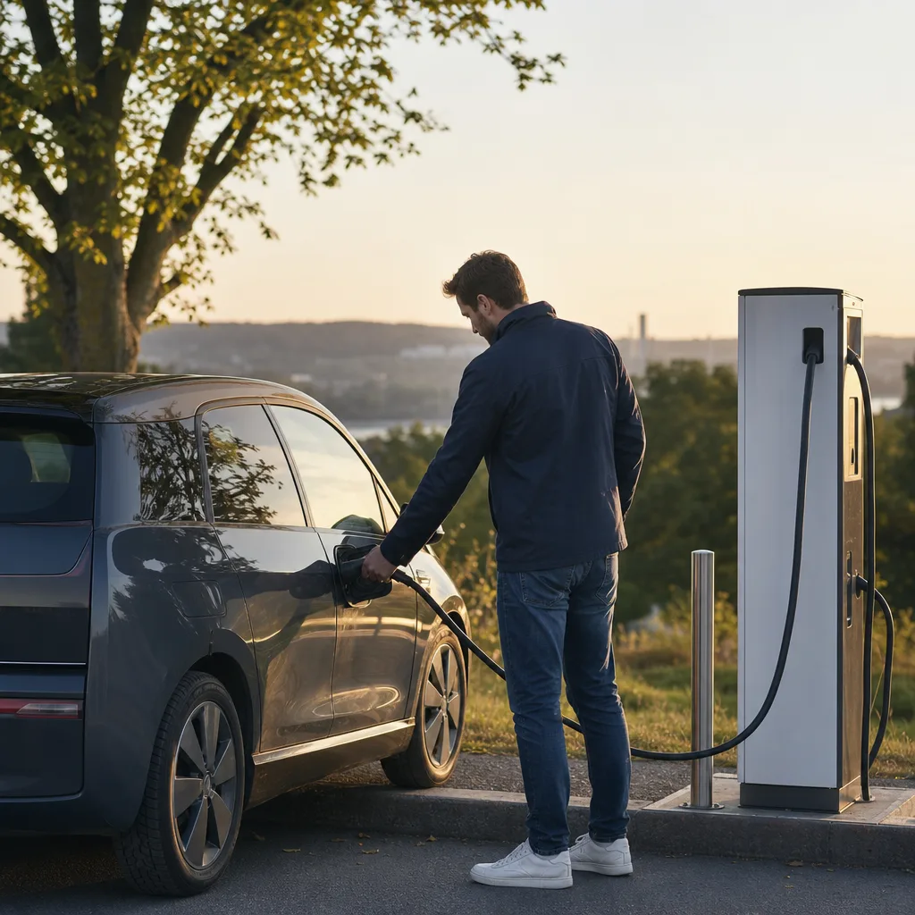 BMW i3 — kompakt el-hatchback vid laddstation