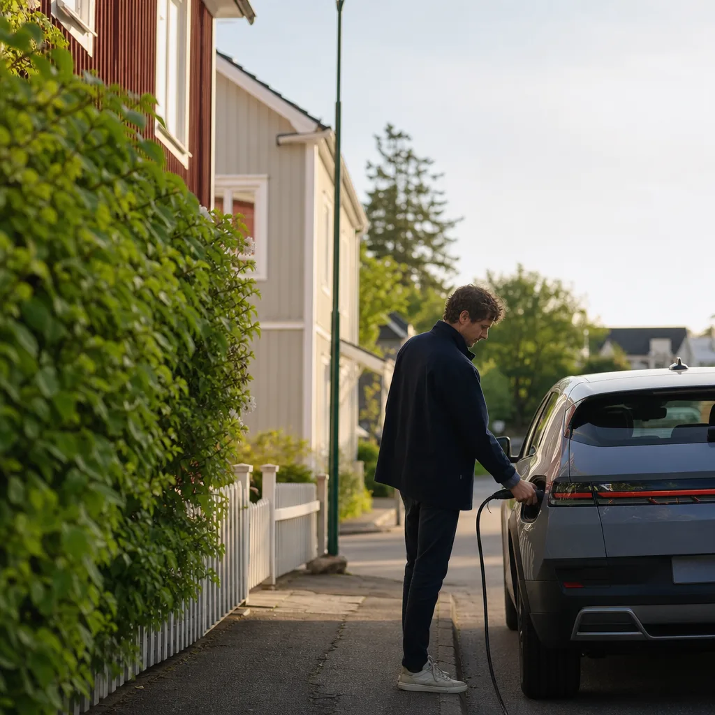 Rad av företagselbilar i garage