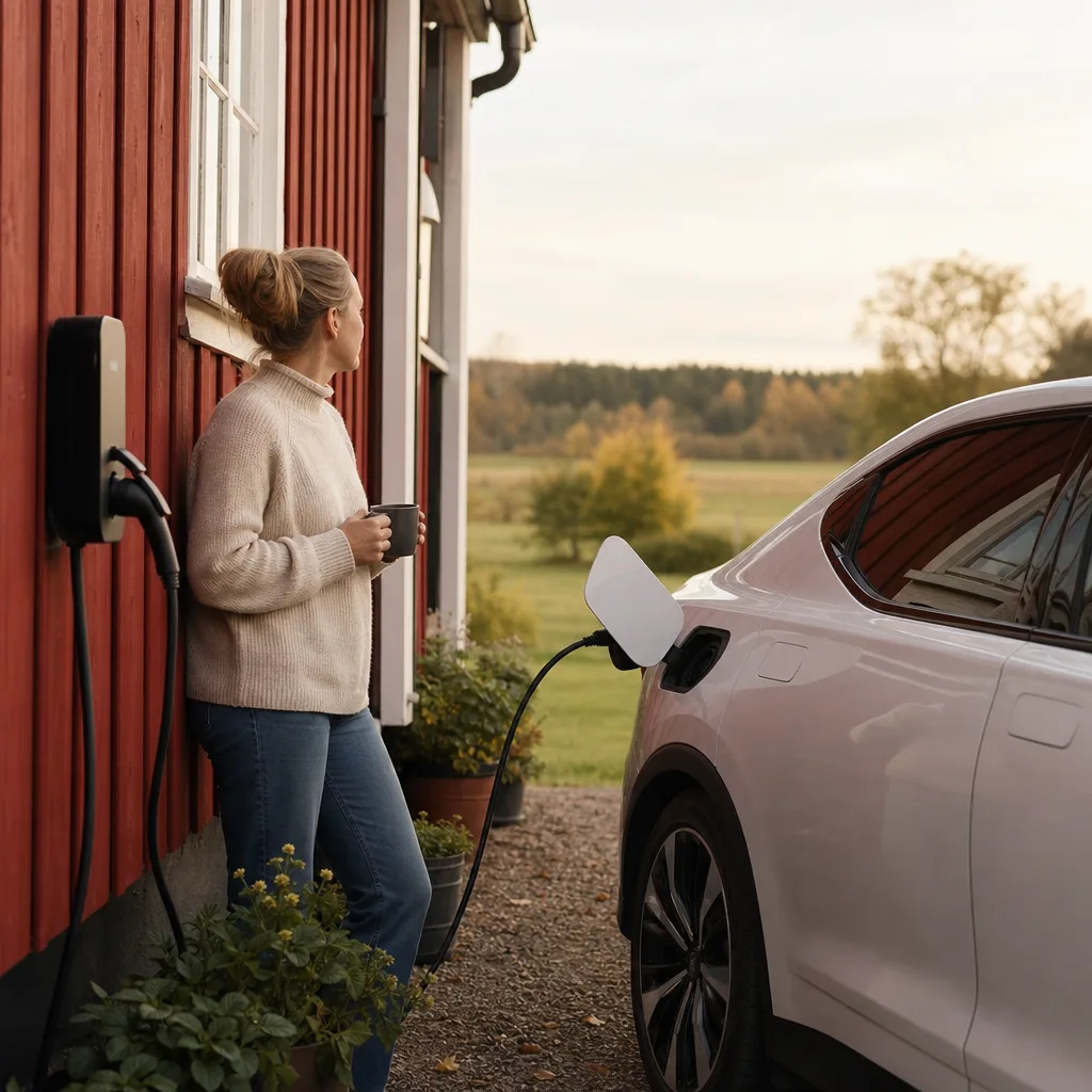 Kompakt eldriven family crossover i nordisk gatumiljö