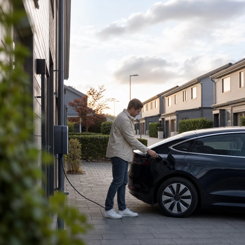 Compact crossover elbil med baktill upphängda bakdörrar i skogsbryn