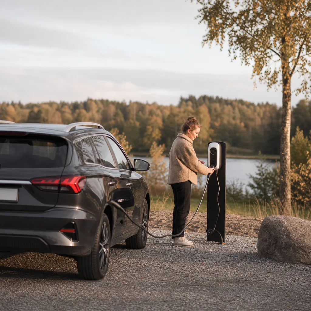 MG5 Electric — kombi vid skogsväg