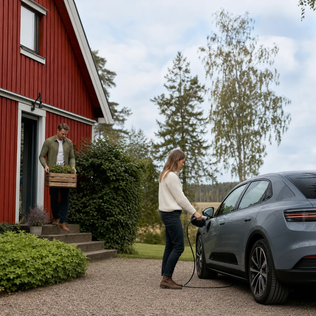 Polestar 2 i minimalistisk skandinavisk studio-miljö