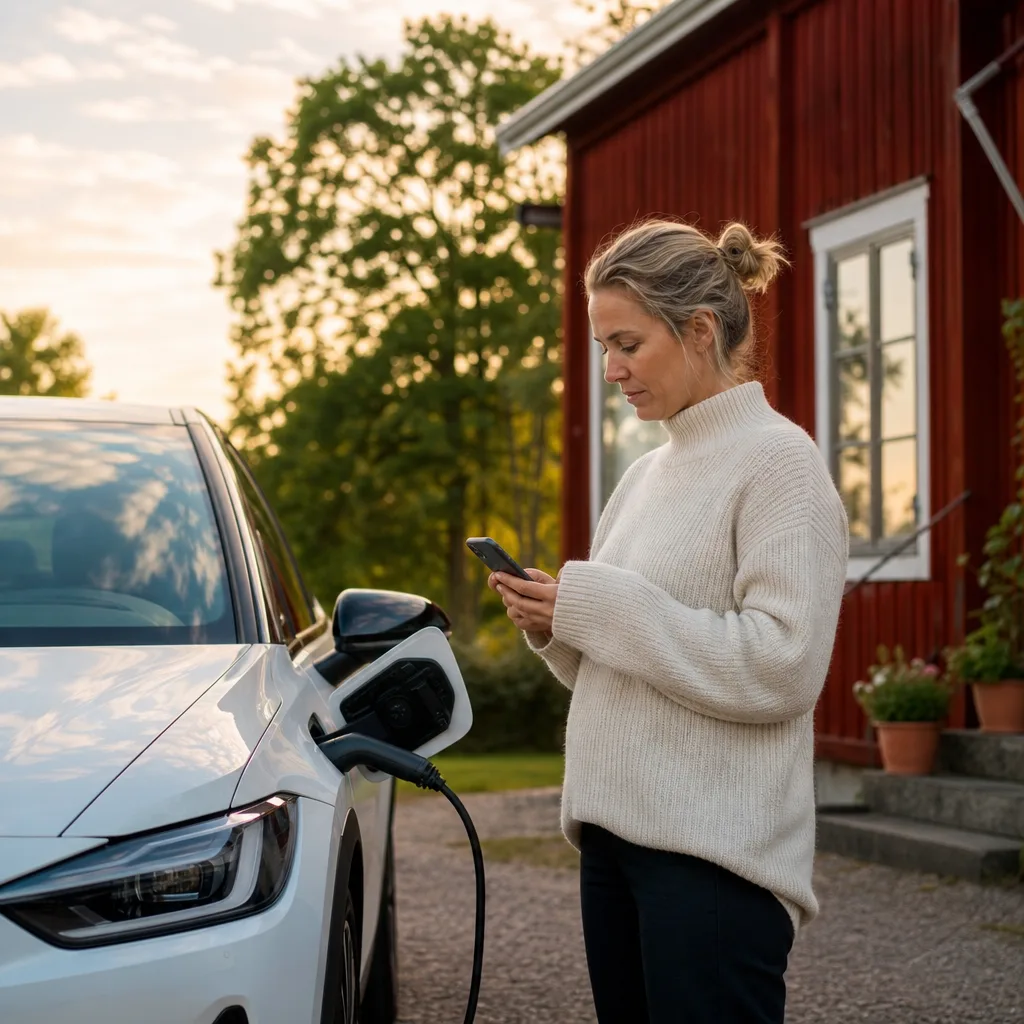 Skadeanmälan vid köksbord med kaffe och laptop