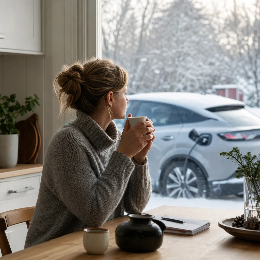 Elbil under snöig svensk vinter — räckviddsfrågor