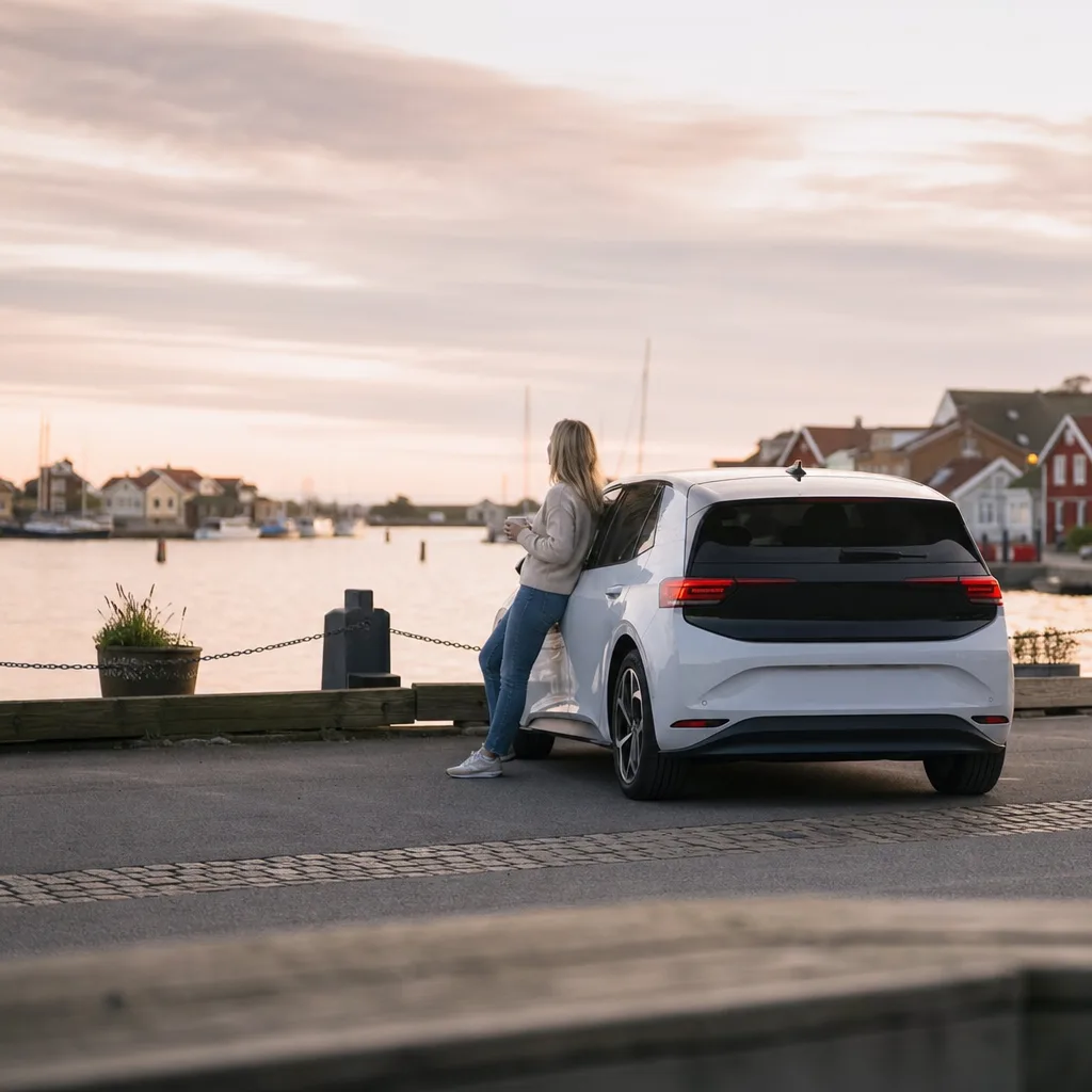 Mossgrön kompakt elhatchback på Nordic torg