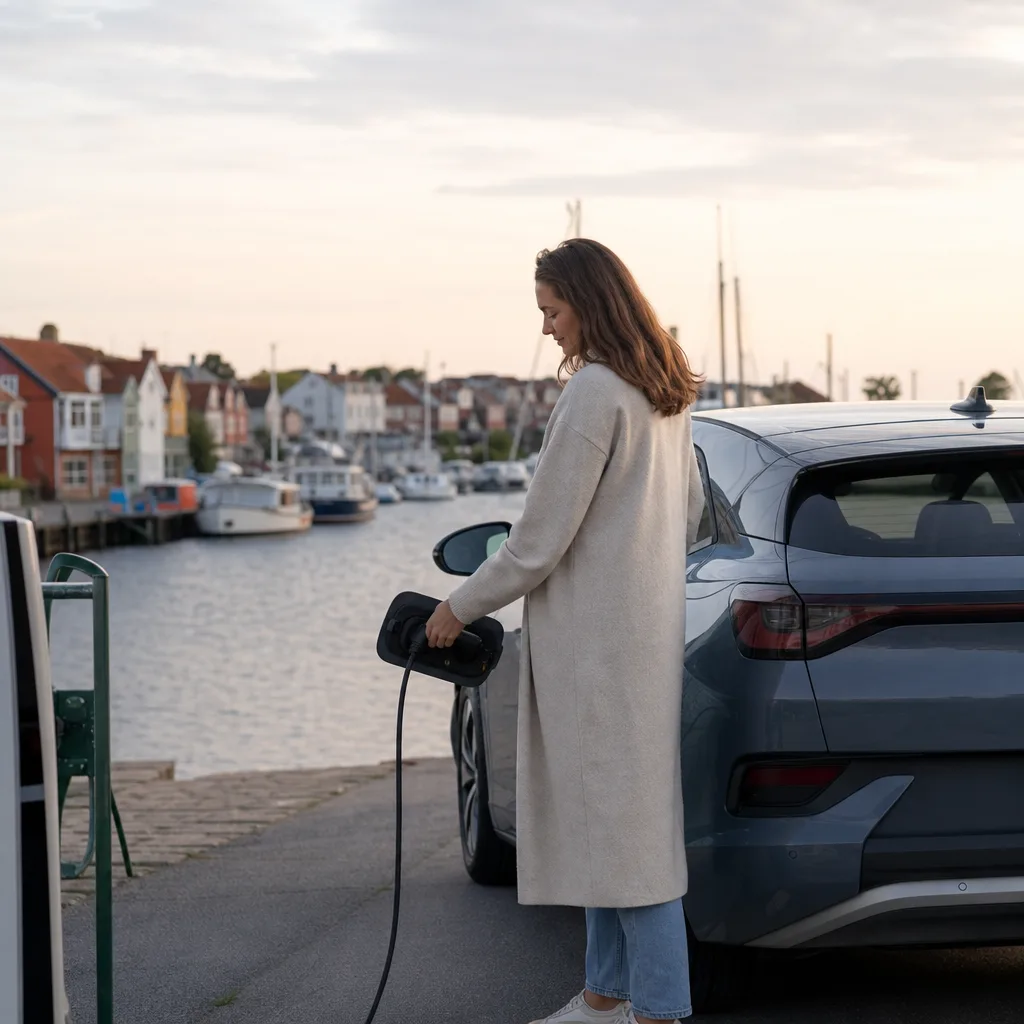 Bakljus på sluttande SUV-coupé i guldsken