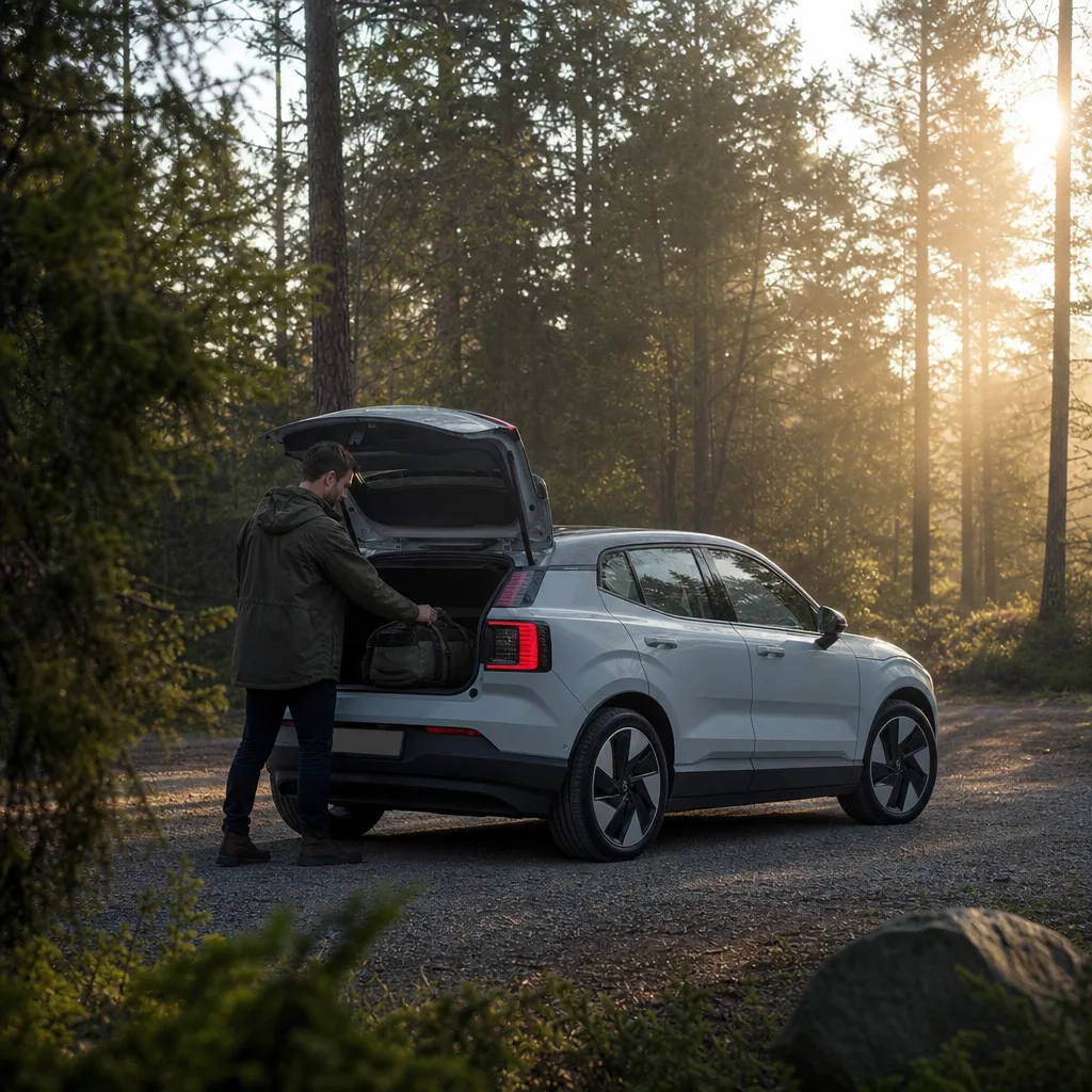Volvo EX40 (tidigare XC40 Recharge) i svensk skogsmiljö